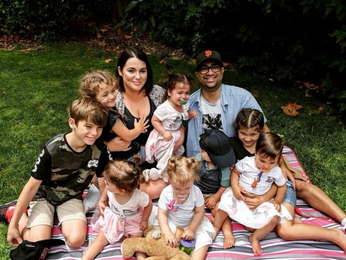 The entire Tucci family, including the quintuplets who were born after their parents refused abortion.
