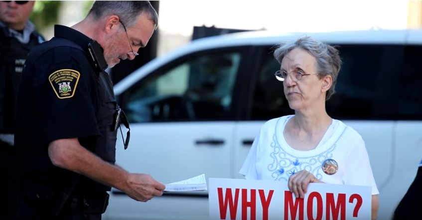 Linda Gibbons, pro-life activist, is arrested.