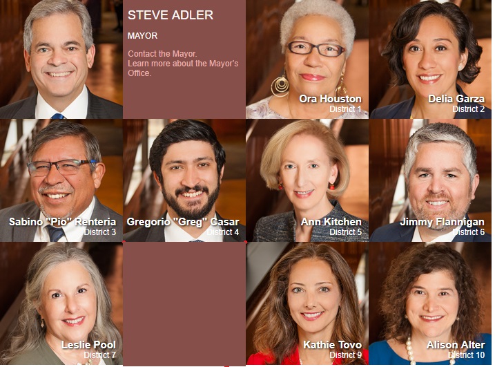 Image:Austin Council members who votes to lease city building to Planned Parenthood (Image: 2018 Austin City Council members)