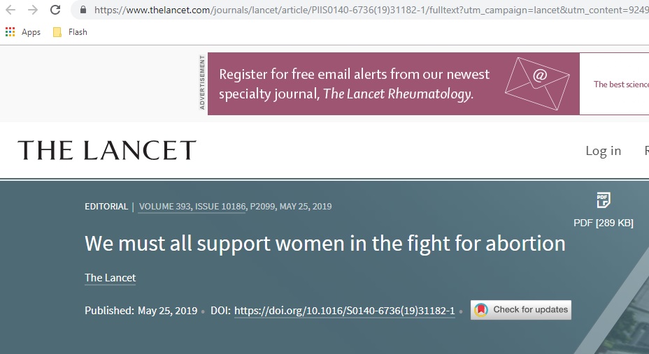 Image: Lancet editorial supports abortion