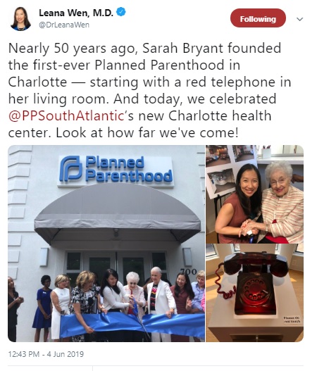 Image: Planned Parenthood prez tweets Sarah Bryant praise Charlotte NC (Image: Twitter)