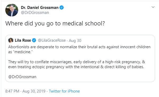 Image: Daniel Grossman abortionist questions Live Action president Lila Rose (Image Twitter)