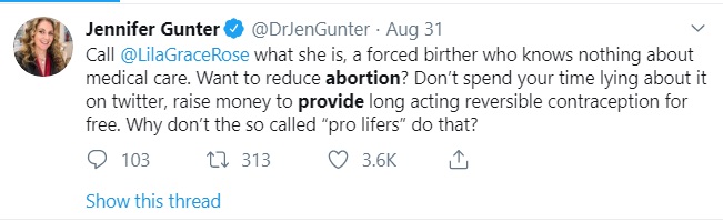 Image: Jen Gunter Lila Rose forced birther (Image: Twitter)