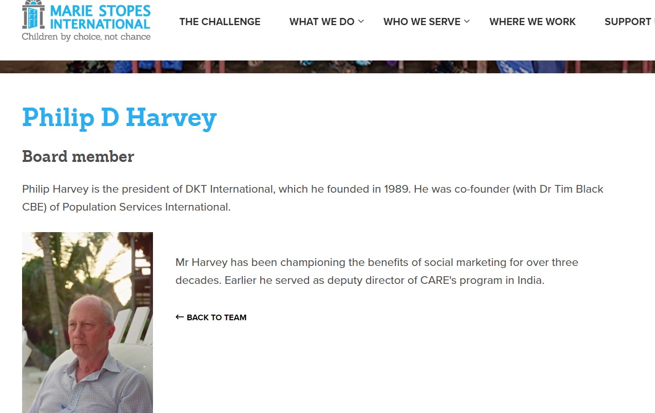 Image: Philip D Harvey Marie Stopes International board member abortion chain