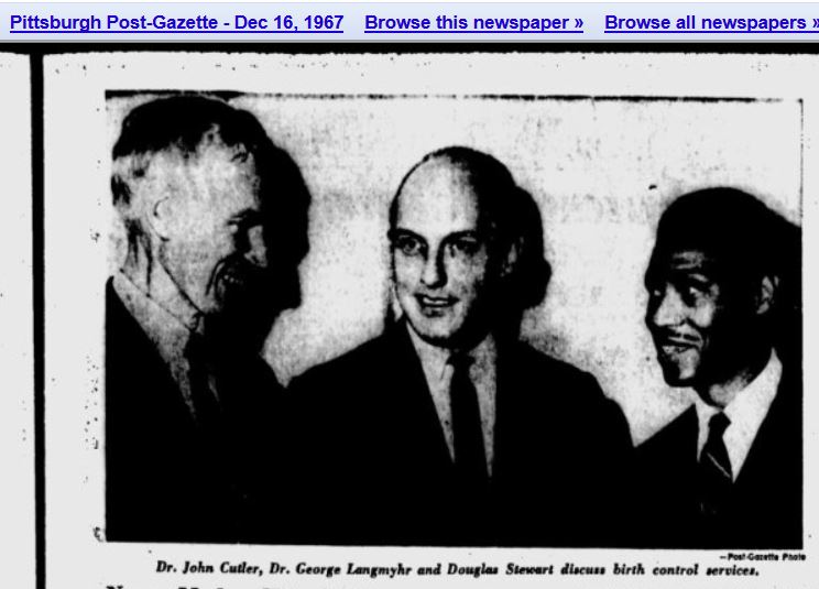Image: John C Cutler Planned Parenthood board members George Langmyhr and Douglas Stewart (Image Post Gazette, 1967)