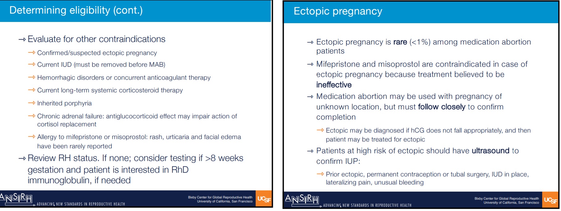 Image: ANSIRH pharmacy abortion pill course notes several potential complications 