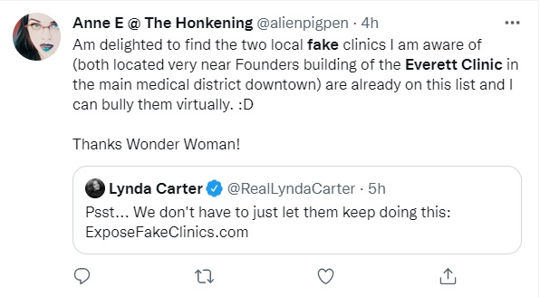 Image: Virtual bullying of prolife pregnancy center (Image: Twitter)