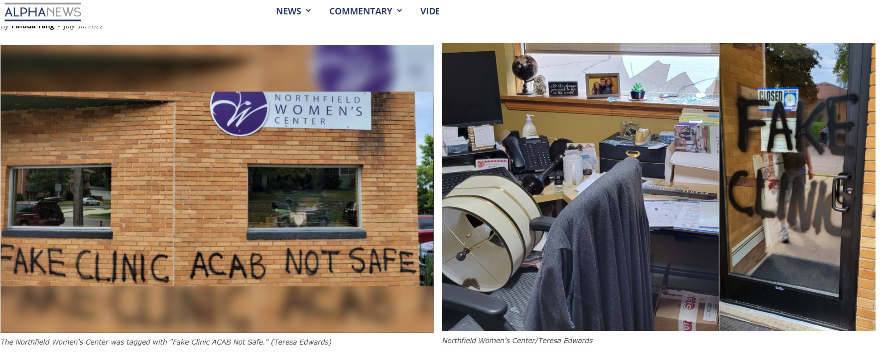 Image: Northfield Women's Center PRC vandalized (Images: Teresa Edwards)