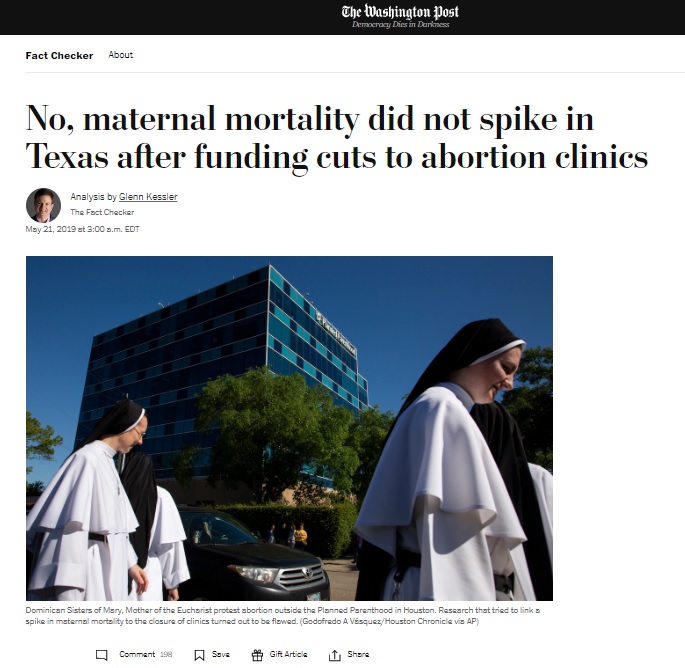 Image: Restricting abortion leads to increased maternal mortality deemed false by WAPO Fact Check