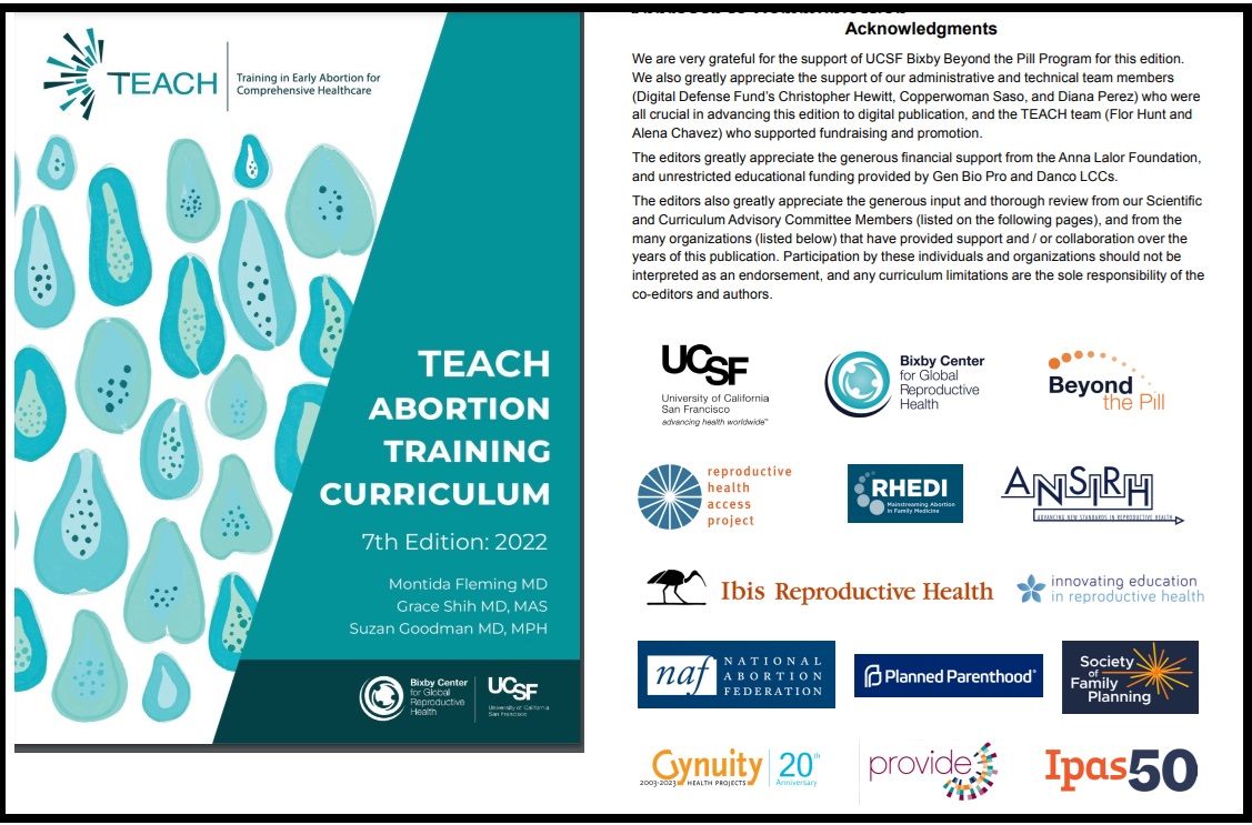 TEACH abortion training curriculum 7th edition 2022 funded by Danco and GenBioPro