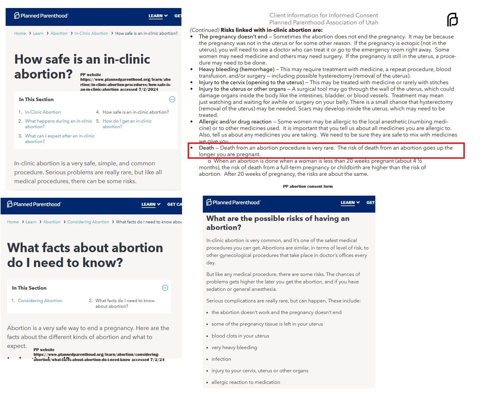 Planned Parenthood's deceptive marketing doesn't mention death from abortion on website