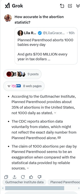 Grok's initial response to Lila's Tweet claimed it was incorrect
