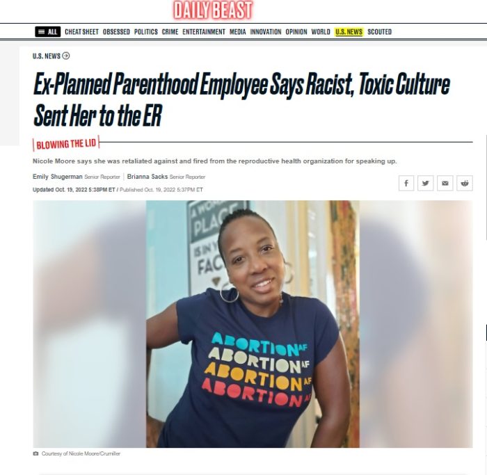 Daily Beast on Planned Parenthood racism Nicole Moore accusations