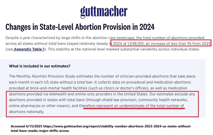 Guttmacher Institute 2024 abortion numbers